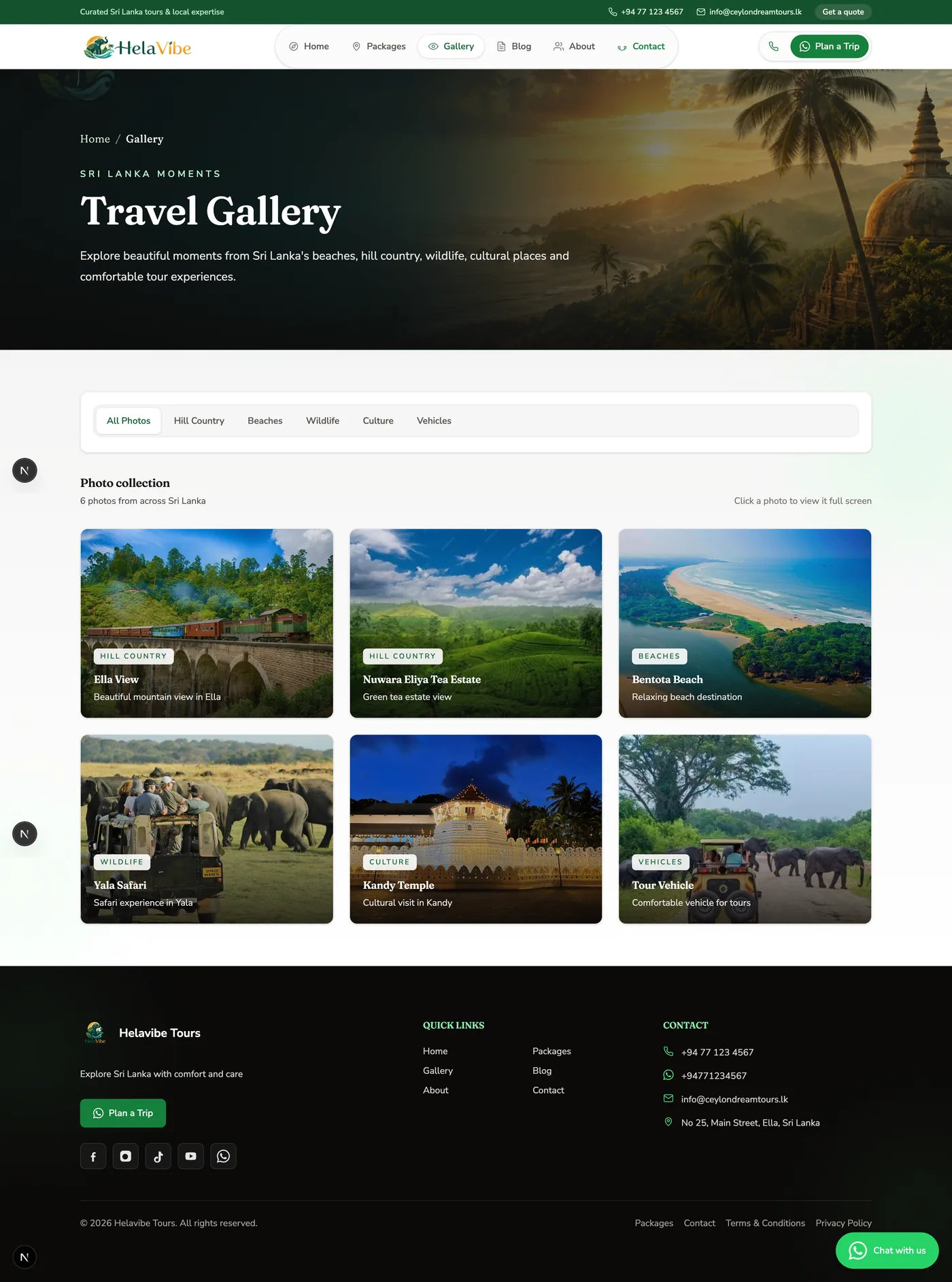 Travel photo gallery page